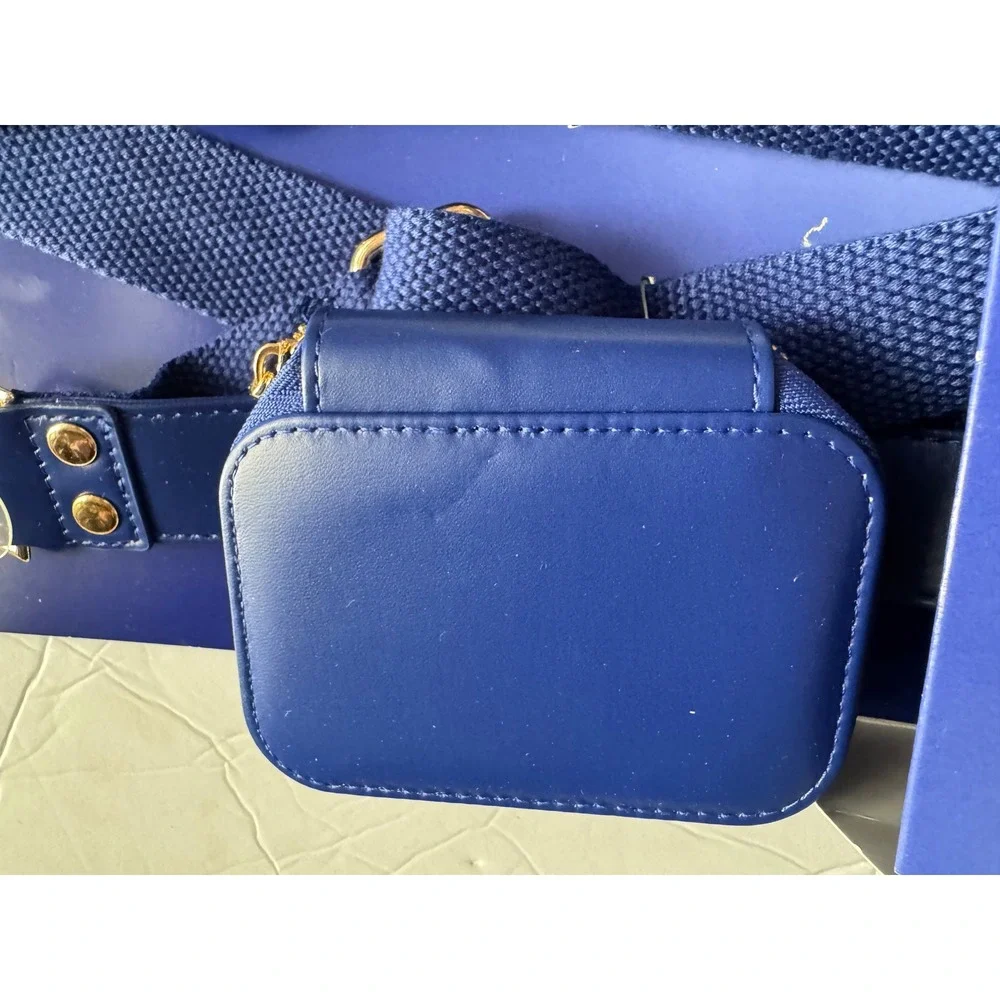 Universal Phone Crossbody with Wallet Royal Blue Adjustable Strap Gold Hardware